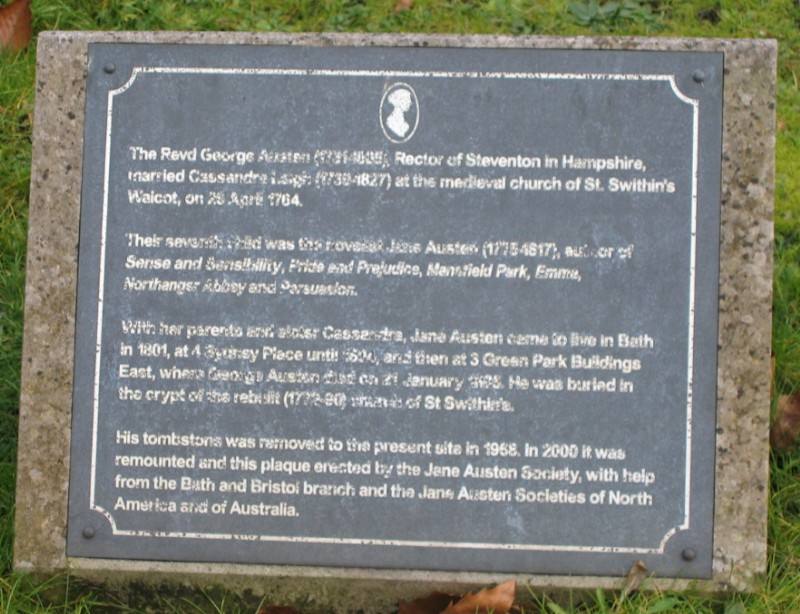 Rev. George
Austen's memorial plaque