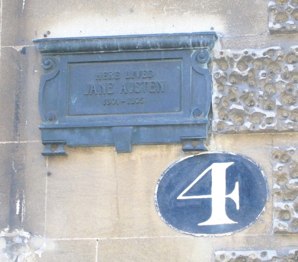 Jane Austen plaque, Sydney
          Place, Bath