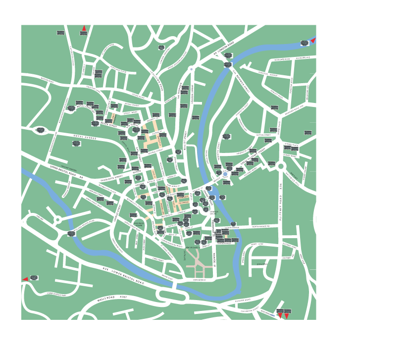 Location of Heritage Plaques in central Bath
