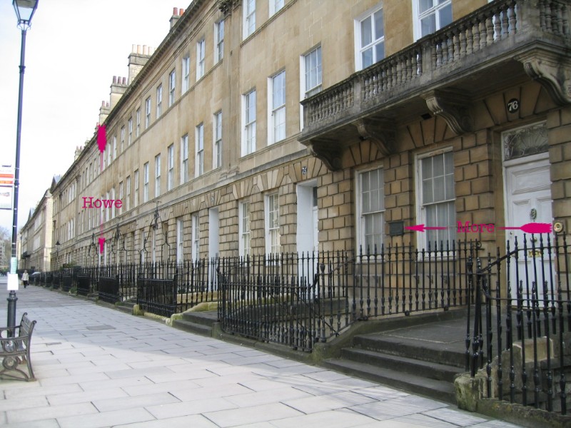 Location of plaque at 71, Pulteney Street