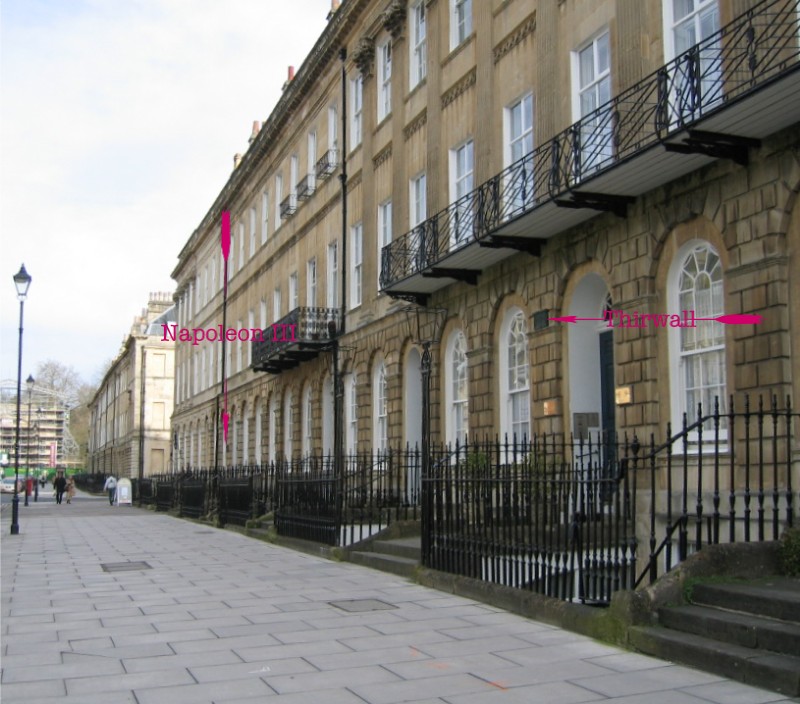 Location of plaque at 55,Pulteney Street