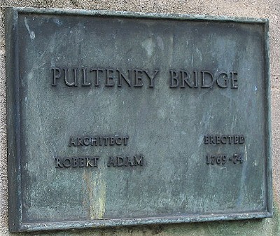 Plaque on Pulteney Bridge