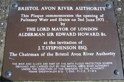 Pulteney Weir plaque