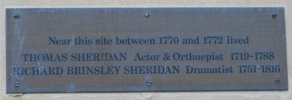 Richard Brinsley Sheridan plaque