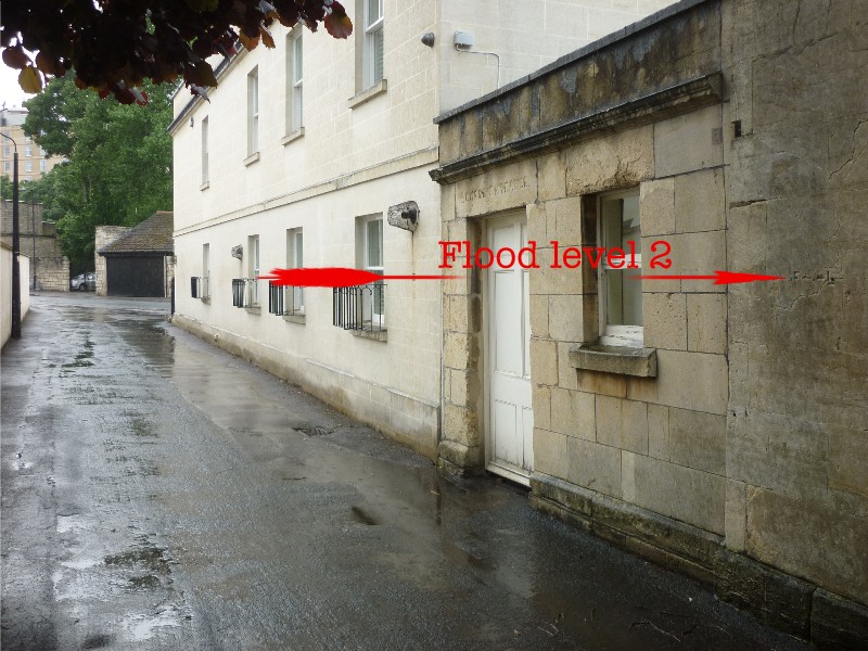 Location of flood mark on wall of Victoria School House