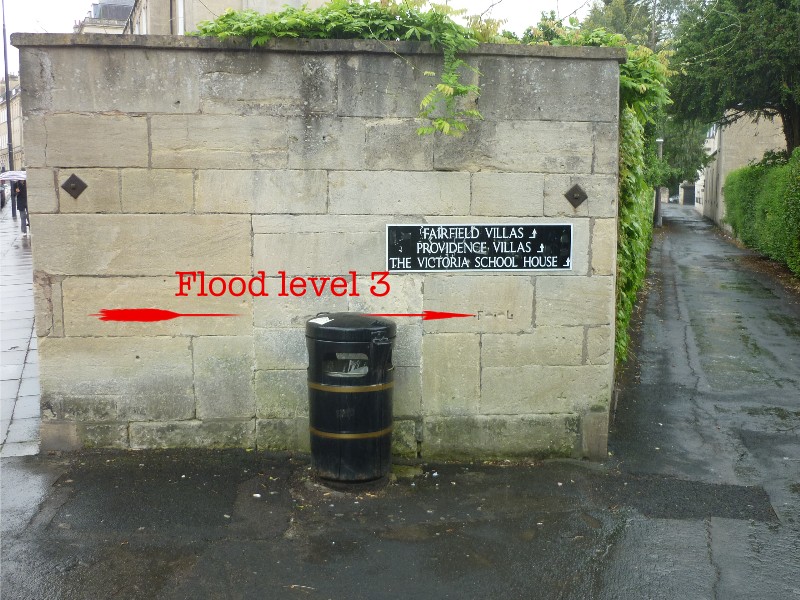 Location of flood level mark on Henrietta Street
