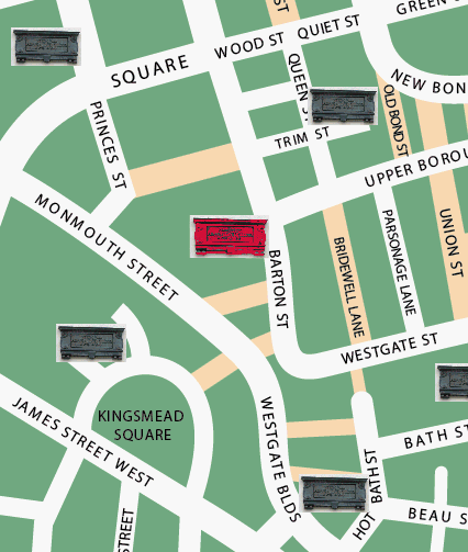 Richard Nash, (Beau Nash) location map