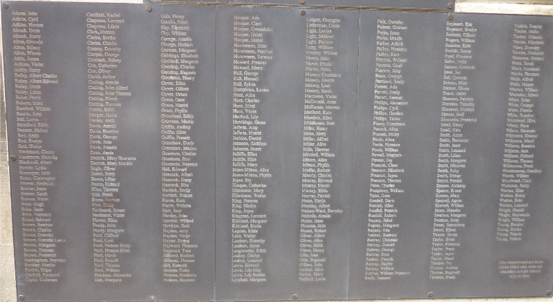 Names of those killed in the air raids