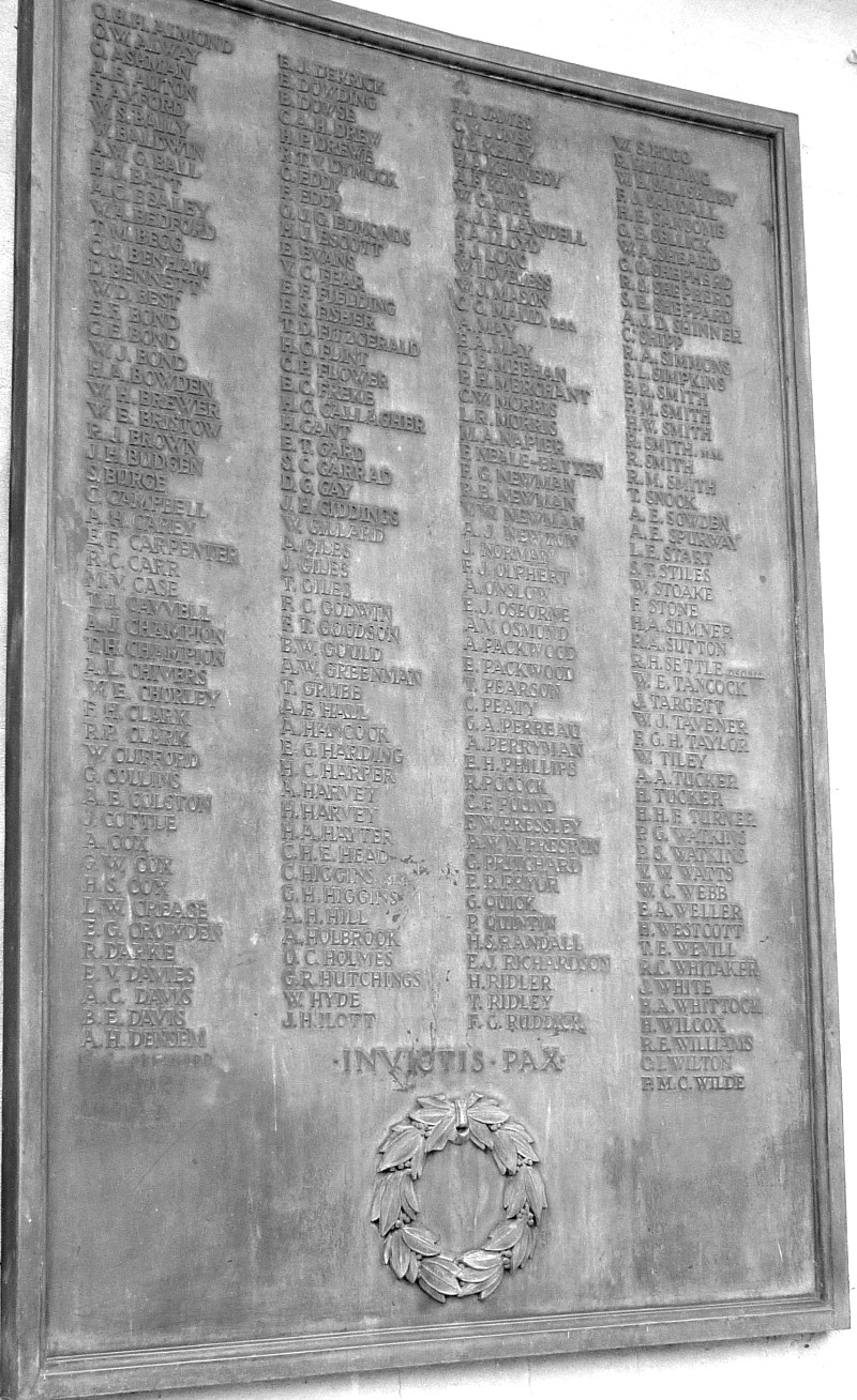 World War I section at War Memorial addendum